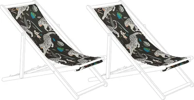 Produktbild von BELIANI Stoffbezüge für Gartenliege 2er Set Schwarz aus Polyester 113 x 44 cm mit Leopardenmotiv Gartenausstattung Outdoor Garten Accessories