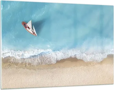 Produktbild von Bilder auf glas - Einteilig - Yacht Sommer Meer - 120x80cm - Glasbilder - Wandbilder - Bilder - zum Aufhängen bereit - Wanddekoration aus Glas - Glas Bilder - Wandbild auf Glas - GAA120x80-4140