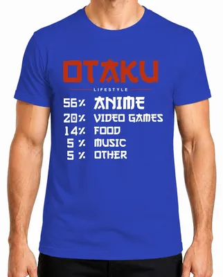 Imagen del producto de ESTILO OTAKU 56% ANIME 20% VIDEOJUEGOS Manga Videojuegos Japón. Camiseta para hombre, azul, talla XL