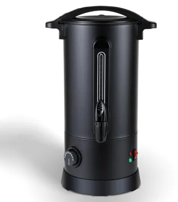 Immagine prodotto di Ikodm, bollitore per vin brulé da 10 litri, 1500W, dispenser per bevande calde in acciaio inossidabile con termostato, indicatore del livello dell'acqua, colore nero
