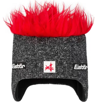 Produktbild von Eisbär Cocker MÜ SA Uni Wuschelhaarmütze mit Fleece-Inlet Grafit/Rot, 35003-108 - Gr. One Size