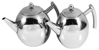Produktbild von Doppelwandige Teekanne 1500 ml - Teekanne mit Filter - Edelstahl - Teekanne mit Dampfauslass - Glänzend - Einfache Filtration - Teekännchen