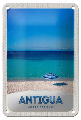 Produktbild von Blechschild Reise 12x18cm Antigua Karibik Insel Meer Strand Schild