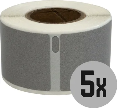 Produktbild von DULA Etiketten - Kompatibel mit Dymo 99010 / S0722370 Etiketten - Silber - Adressetiketten - 5 Rollen - 28 x 89 mm - 130 Etiketten pro Rolle