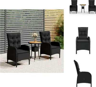 Produktbild von vidaXL 3-tlg. Garten-Bistro-Set Poly Rattan Schwarz -  Gartenmöbel-Sets