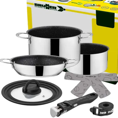Produktbild von BRUNNER Camping Kochgeschirr Topfset | Edelstahl | ACADEMY, ø22cm 5+1teilig