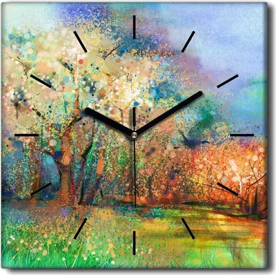 Produktbild von Coloray Uhr auf Leinwand 30x30 cm Wand Uhr Dekoration Wohnzimmer Segeltuch schwarze Hände -Abstraktionslandschaft.