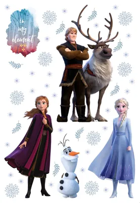 Immagine prodotto di Tatuaggio da parete Disney La Regina dei Ghiacci blu, marrone e viola - 600168 - 65 x 85 cm