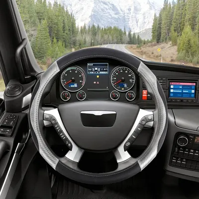 Produktbild von LKW Lenkradbezug 44-46 cm Carbonfaser Leder Schwarz-Silber