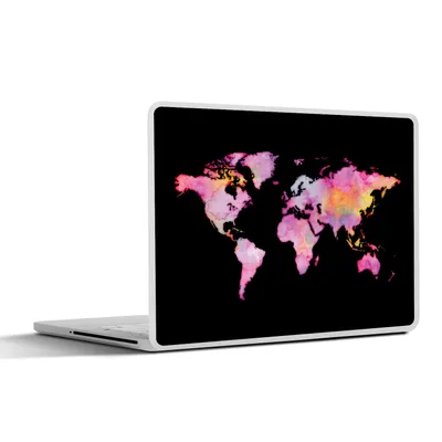Produktbild von MuchoWow® Laptop Aufkleber Sticker Cover Weltkarte - Aquarell - Rosa 25x18 cm - Laptop-Deko