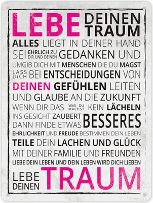 Produktbild von Metallschild XL mit Spruch: Lebe deinen Traum Schild Blechschild Emailleschild