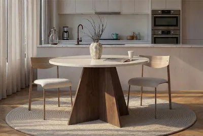 Image de Skye Decor, table de salle à manger de haute qualité, 120 cm, en travertin et en bois de noyer Venezia, 100% mélaminé