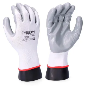 Zdjęcie produktu dla Rękawice robocze do prac ogrodniczych Edm z nitrylu i poliestru, białe, rozmiar 10