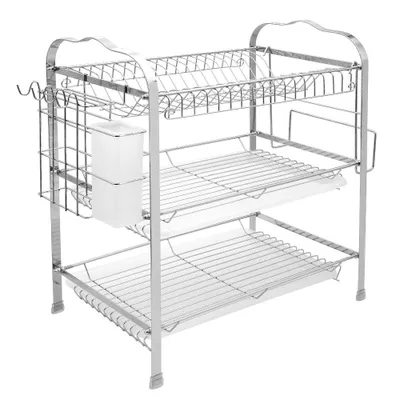 Image de Égouttoir Égouttoir à vaisselle Égouttoir à vaisselle avec bac de récupération 3 étages 49×42×25cm