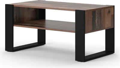 Produktbild von Vicco Konferenční stůl Olli, 92 x 52,4 cm s policí, Starožitné dřevo/Černá