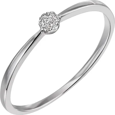 Produktbild von Gr. 50 Damen Ring schmal 585 Gold Weißgold 7 Diamanten Brillanten Weißgoldring