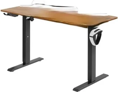 Image de Bureau - Bureau haut-bas - Réglable électriquement - Bureau - 120 x 60 cm - Passage de câbles - Bureau assis-debout - Travail à domicile - 72 cm - 110 cm - Ergonomique - Couleur marron vintage