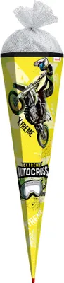 Produktbild von ROTH Schultüte groß Extreme Motocross 85 cm Folie eckig Rot(h)-Spitze Tüllverschluss Zuckertüte Schulanfang