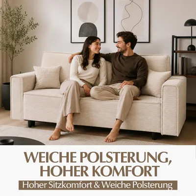 Produktbild von Schlafsofa Cordstoff - LUX 225 cm - Sofa mit schlaffunktion und Bettkasten