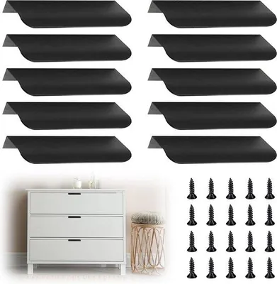 Productafbeelding van Famanu set van 10 moderne zwarte meugelknoppen - discreet design