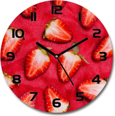 Produktbild von Wanduhr aus Glas 30fi Glasbild Glasuhr Gehärtetes Glas - schwarze-zeiger - Chopped strawberries