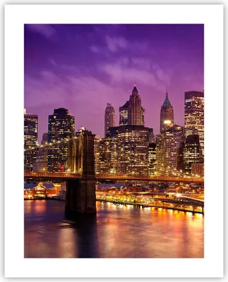 Produktbild von Poster - Poster ohne Rahmen - New york nacht brooklyn brücke - 40x50 cm - Wand Bild - Wanddeko - Wandbilder - Kunstposter - Wandposter - Bilder - Kunstdruck - Wandbild - P2XPA40x50-2660