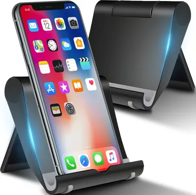 Zdjęcie produktu dla Uchwyt na telefon komórkowy Stolik Mini Uchwyt na telefon komórkowy Regulowany Regulowany Składany Uchwyt na smartfon Składany pod wieloma kątami Uchwyt na tablet iPhone 13 Pro Samsung S21 12 Max 11 Czarny Retoo