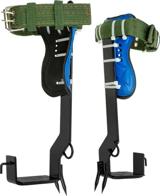 Produktbild von Baumkletterset - Steigeisen für Baumklettern mit Gurt - 100 kg Tragkraft - Kohlenstoffstahl - Sicherheitsseil 2 m - Grün