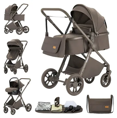 Productafbeelding van Babywagen, lichtgewicht frame, ontwerp met verhoogd zicht, H2 chocolade