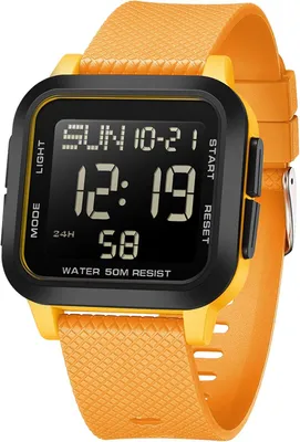 Produktbild von Digitaluhr Herren Damen mit großen Ziffern, 5ATM wasserdicht, LED Sportuhr, 12/24H, Dualzeit, Countdown, Silikonarmband, Outdoor Military Watch