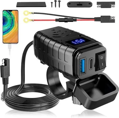 Produktbild von Automobilischer USB-Ladestation mit 12V24V Spannungsanzeige und LED-Voltmeter für Auto, RV, Boot