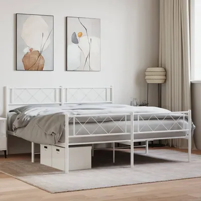 Produktbild von Cloris Designermöbel Bettgestell mit Kopf- und Fußteil Metall Weiß 140x200 cm 2024 Neu