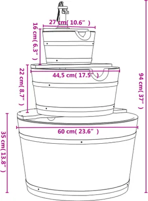 Image de vidaXL Fontaine de jardin avec pompe 60x60x94 cm Sapin massif