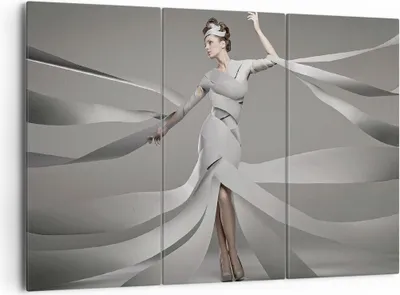 Produktbild von Bild auf Leinwand - Leinwandbild - Frau Modell Streifen Emotionen - 165x110cm - Wand Bild - Wanddeko - Leinwanddruck - Bilder - Kunstdruck - Leinwand bilder - Wandkunst - CE165x110-2612