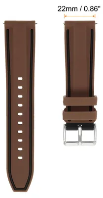Produktbild von Uhrenarmb?nder Silikon 22mm Uhrenarmband Gummi mit Edelstahl 304 Schnellverschluss Dornschlie?e Zweifarbig Ersatzuhrband Watch Strap Quick Release fš¹r M?nner Frauen, Braun Schwarz