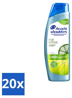 Productafbeelding van 20 x Head & Shoulders Anti-roos shampoo, Pure Intense, oliecontrole, 250 ml - voordeelverpakking - 20 stuks