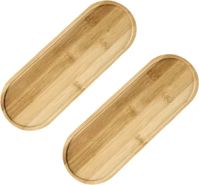 Produktbild von Famanu Servierplatten oval 2 Stück, 28 x 10 x 1 cm, aus Bambus, dekorative Tabletts