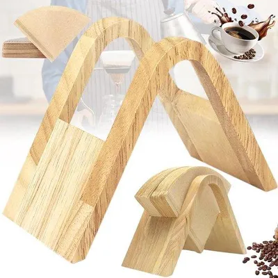 Productafbeelding van Famanu koffiefilterhouder van bamboe en hout, geschikt voor thuis, kantoor, café en hotel - opbergstandaard voor koffiefilterpapier