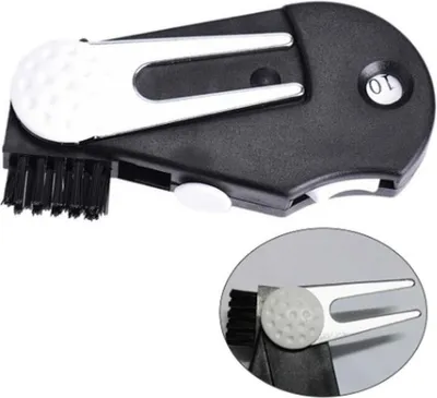 Produktbild von CHPN - Golfzubehör - Heugabel - Schlagzähler - Marker - Golfschlägerbürste - Golfset - Golfen - Golftasche - Golfzubehör - 4-in-1 - Geschenk - Mit Clip
