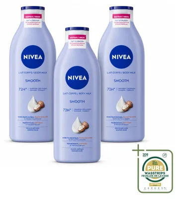 Produktbild von 3 x Nivea Smooth Body Milk mit Sheabutter für trockene Haut - 400 ml - Vorratspackung - 3 Stücke