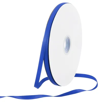Productafbeelding van Satijnlint - Dubbelzijdig grosgrainlint - Geschikt voor knutselwerk en decoratie - 6 mm breed en 91,44 meter lang - Blauw