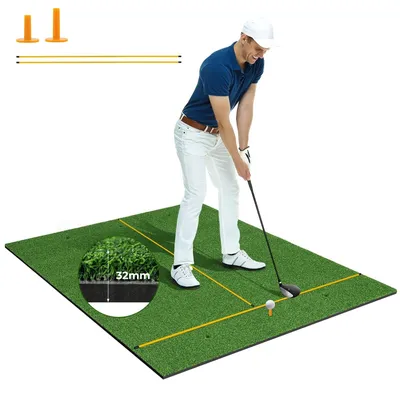 Produktbild von Golfmatte – Golf-Übungsmatte – Putting-Matte – Trainingsmatte – Mit 6 Abschlagflächen – Inklusive 2 Ausrichtungsstäben
