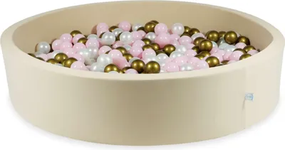 Produktbild von Trockenpool 130x30 beige mit 600 Bällen: Perlmutt, Hellrosa, Altgold