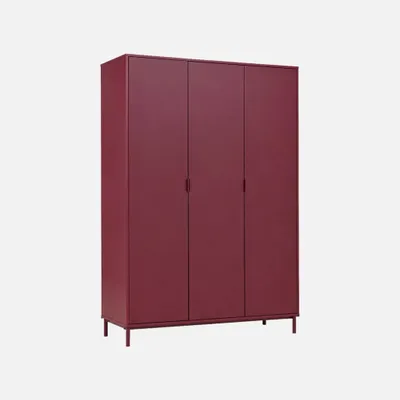 Produktbild von sweeek - Garderobe mit Heveaholz und Metall 5 Regalböden und 1 Kleiderstange - Bordeaux