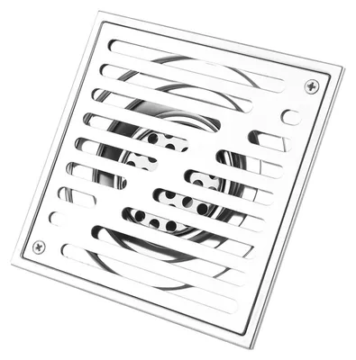 Immagine prodotto di Scarico quadrato antiodore - Scarico per doccia - Griglia di scarico - Acciaio inossidabile - 150x150 mm - Filtro anticalcare e antiappappamento - Scarico a pavimento