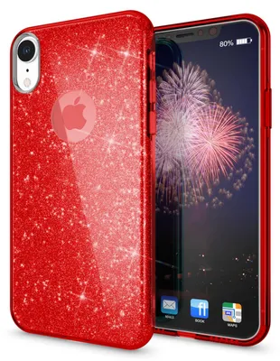 Obrázok produktu pre NALIA puzdro pre iPhone XR, obal na mobilný telefón trblietavý ultratenký silikónový zadný kryt červený