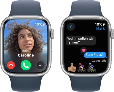 Produktbild von APPLE Watch Series 9 GPS + Cellular 45mm Silver Aluminium Case with Storm Blue Sport Band