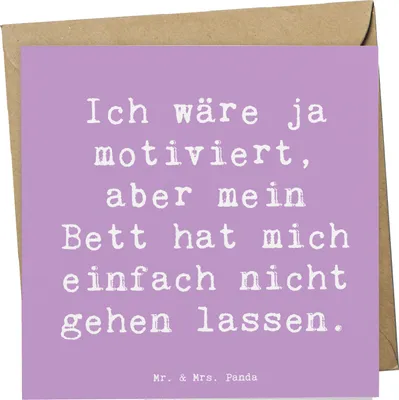 Produktbild von Mr. & Mrs. Panda Klappkarte Spruch Motivationsbett - Lavendeltraum - Geschenk, positive Energie, Motivation, Gefühl, Zitat, anlasskarte, Grußkarte, Glückwunschkarte