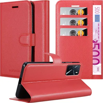 Obrázek produktu pro Cadorabo Case for Oppo A16s / A54s Protective Case in Red Pouzdro na mobilní telefon s magnetickým zavíráním