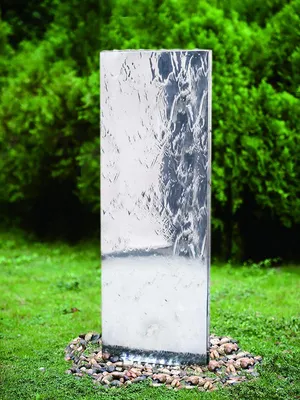 Produktbild von Köhko Wasserwand 23016L mit LED-Beleuchtung Höhe ca. 120 CM aus Edelstahl Wasserspiel Gartenbrunnen Zimmerbrunnen
